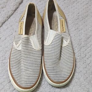 Tommy Bahama Gray and Cream Striped Loafers